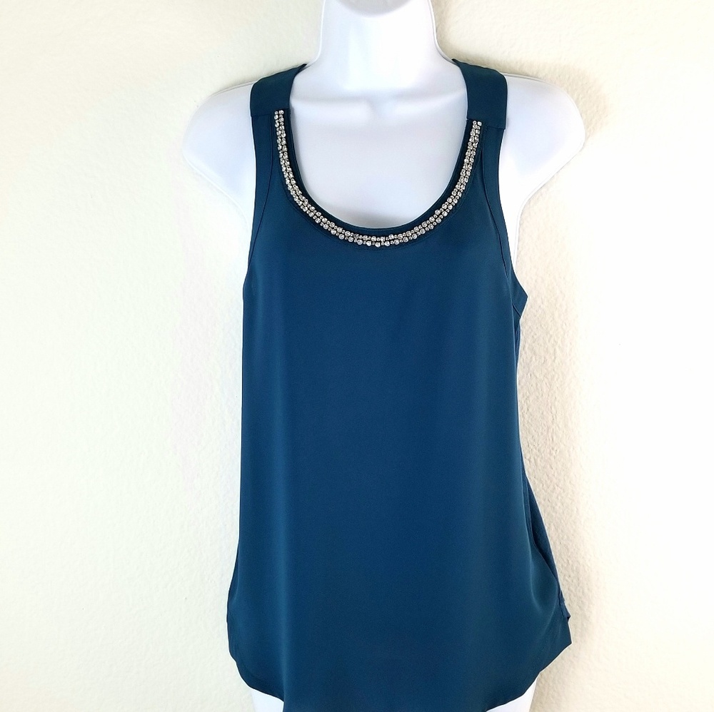 Express Women's Emerald Sleeveless Top Rhinestone